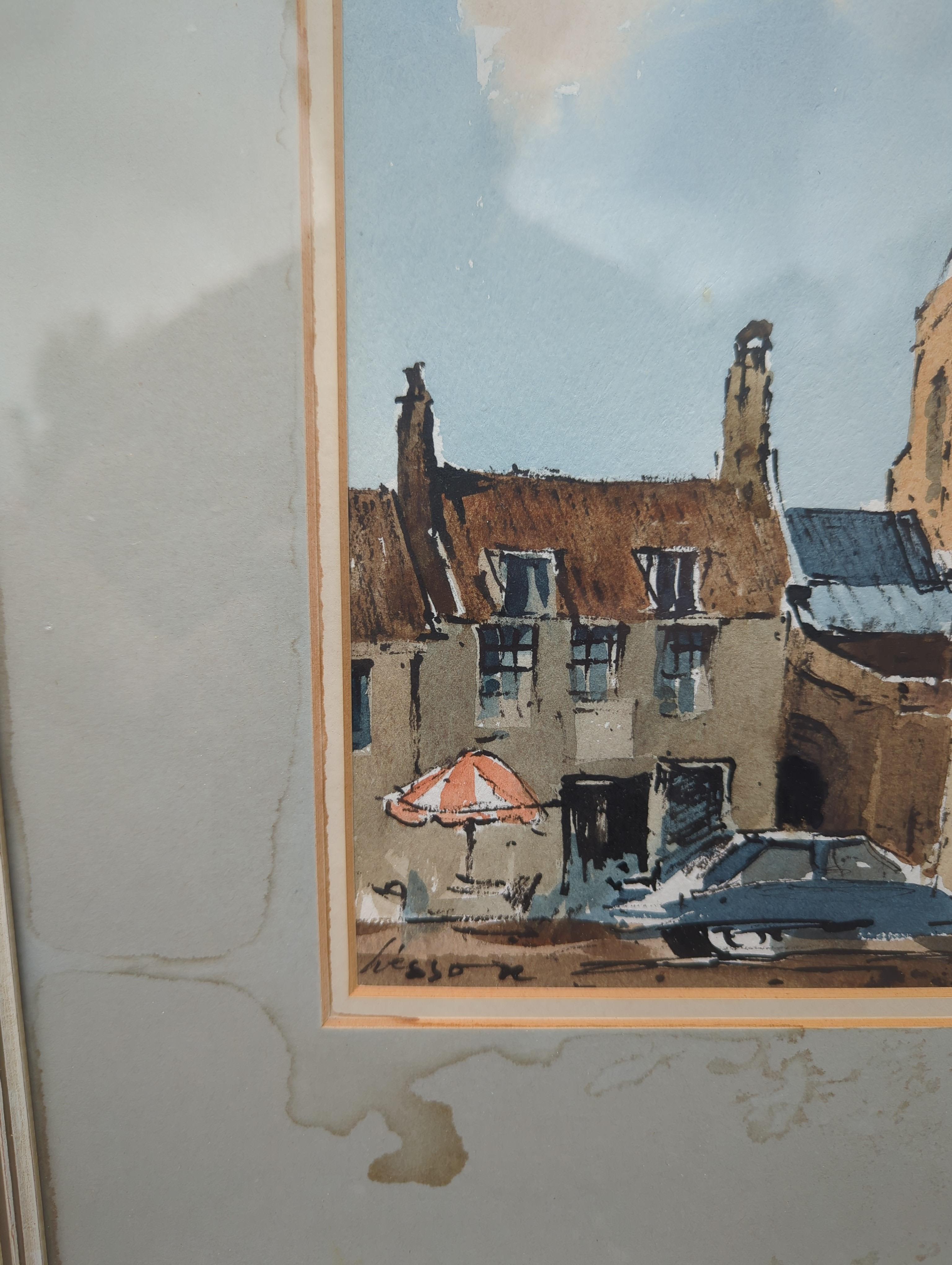 Edward Wesson (1910-1983) watercolour, 'A view of Uppingham, Northamptonshire', signed, various stamps and Gallery Thirty Three label verso, 34 x 24cm